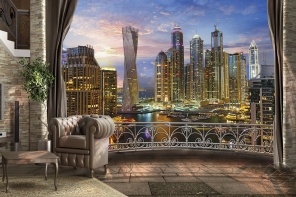 Вид с балкона на ночной Дубай