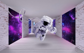 Космический коридор с космонавтом