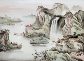 Восточный рисунок водопад