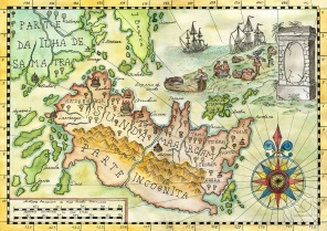 Иллюстрация акварели старой карты