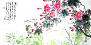 Китайский рисунок Розовые цветы на дереве