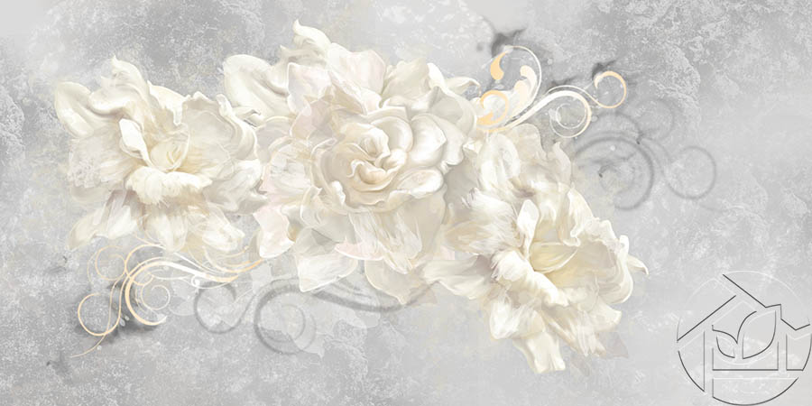Белые розы на белом текстурированном фоне