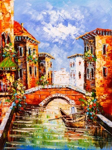 Каналы Венеции рисунок маслом