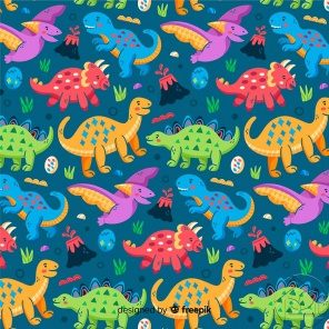 разноцветные динозавры на синем детский фон