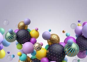3D цветные шарики с золотыми украшениями