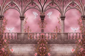 Деревянные арки с розами и птицами