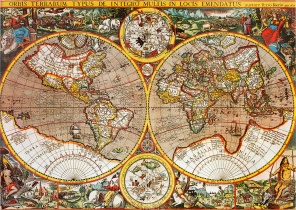 Карта украшенная аллегорическими сюжетами