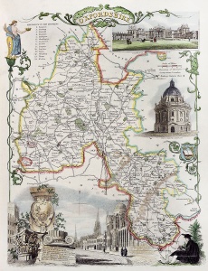Старинная карта графства Оксфорд