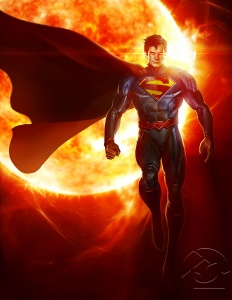 Супермен на фоне плящего солнца