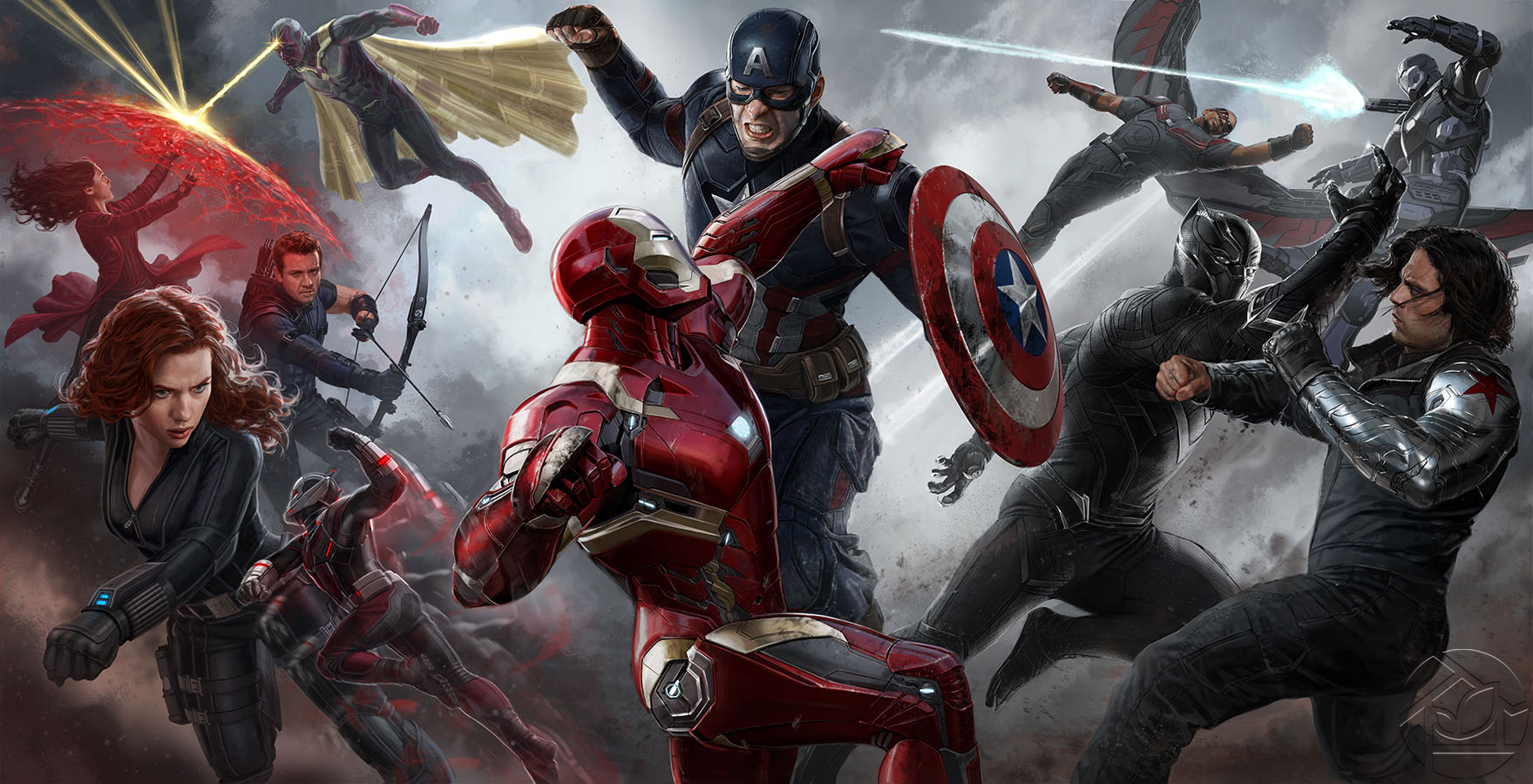 Фотообои "Сражение Капитана Америка и Железного Человека" - Арт. 020000019