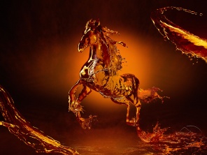 3D абстракция водяной лошади эффект огня