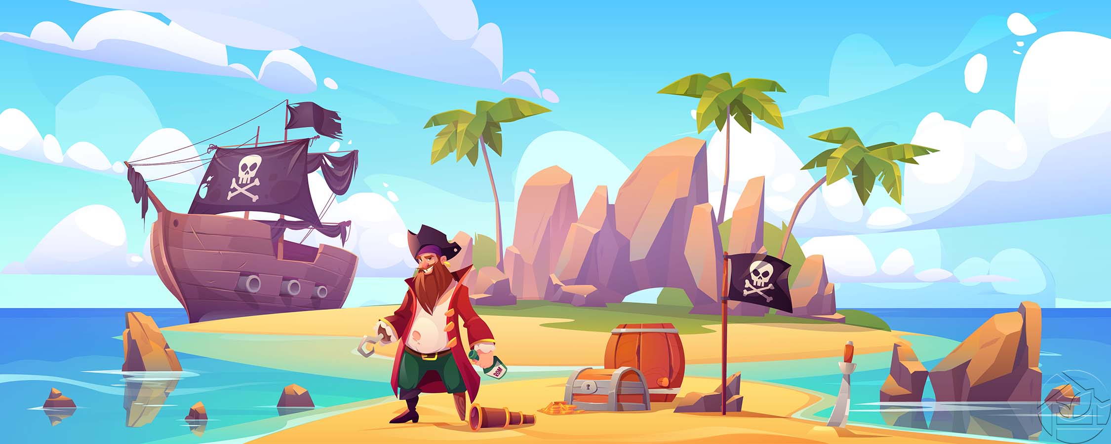 Пираты прячут сокровища на острове