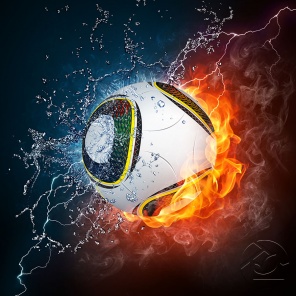 Мяч в двух стихии огня и воды