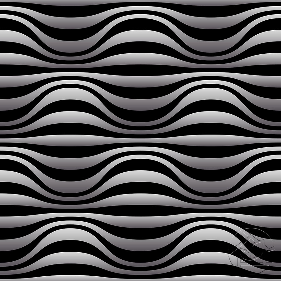 3D абстракция чёрно-белые волнистые линии
