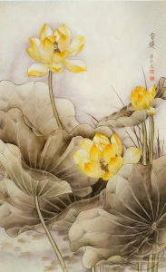 Китайский рисунок желтый лотос