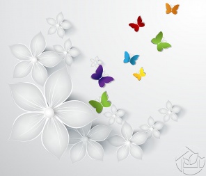Радужные бабочки на сером фоне