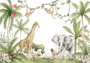 Животные в тропиках акварельный рисунок