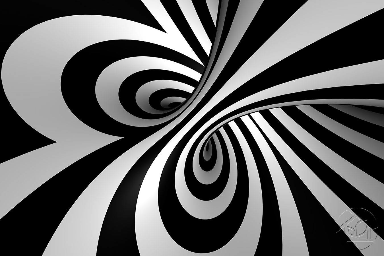 3D абстракция чёрно-белых полос