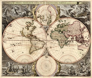Новая точная карта мира Описание Николаус Вишер (Nicolaus Visscher)