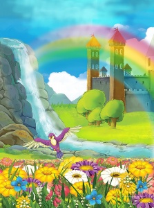 Рисунок сказочный пейзаж и замок