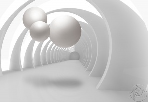 3D абстракция полукруглый тоннель и белые шары