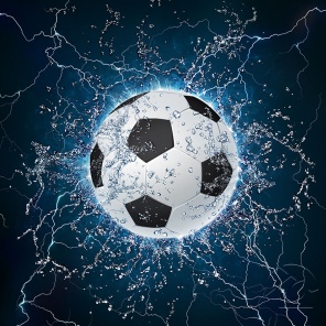 3D абстракция Футбольный мяч в брызгах воды