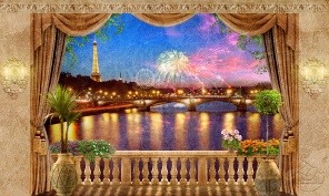 Вид с балкона на праздничный Париж