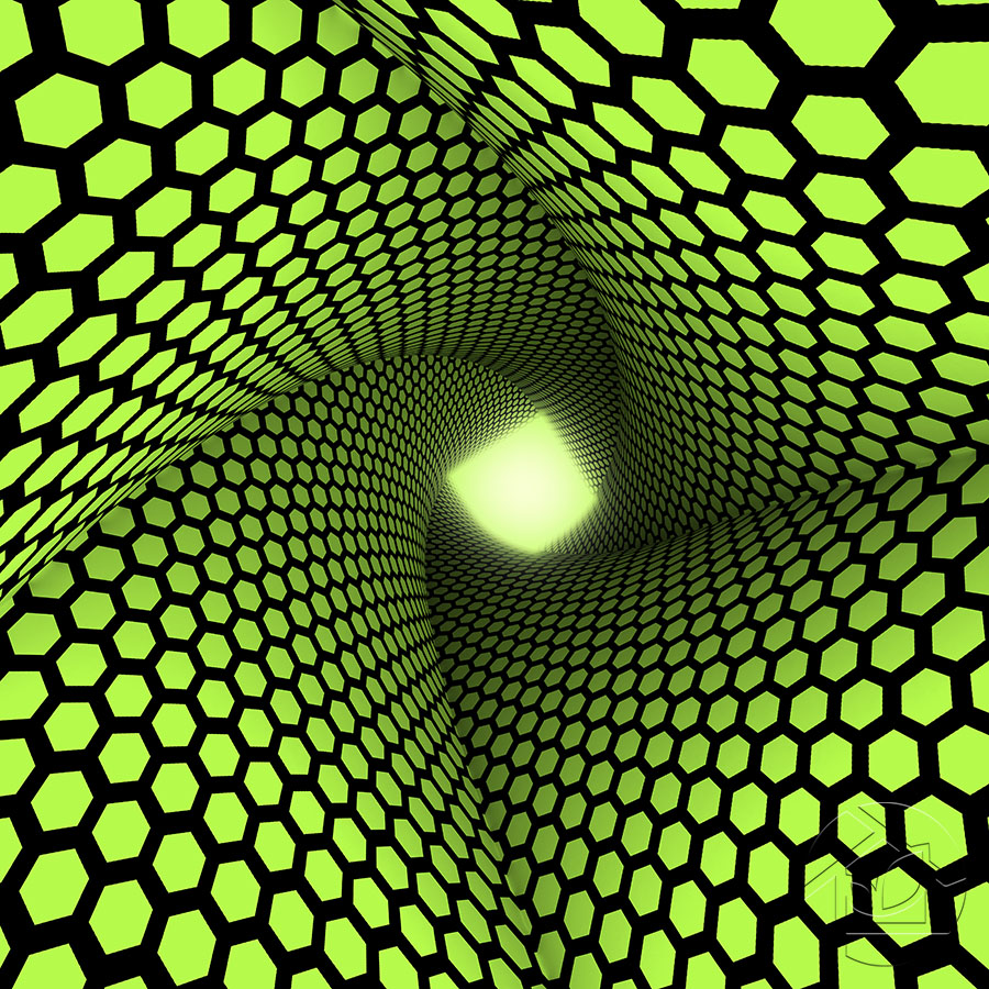 3D тоннель из зелёных сот