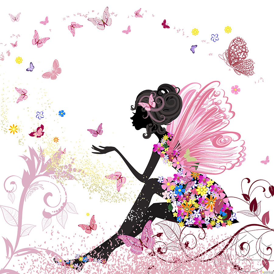 Рисунок Фея-цветочек с бабочками
