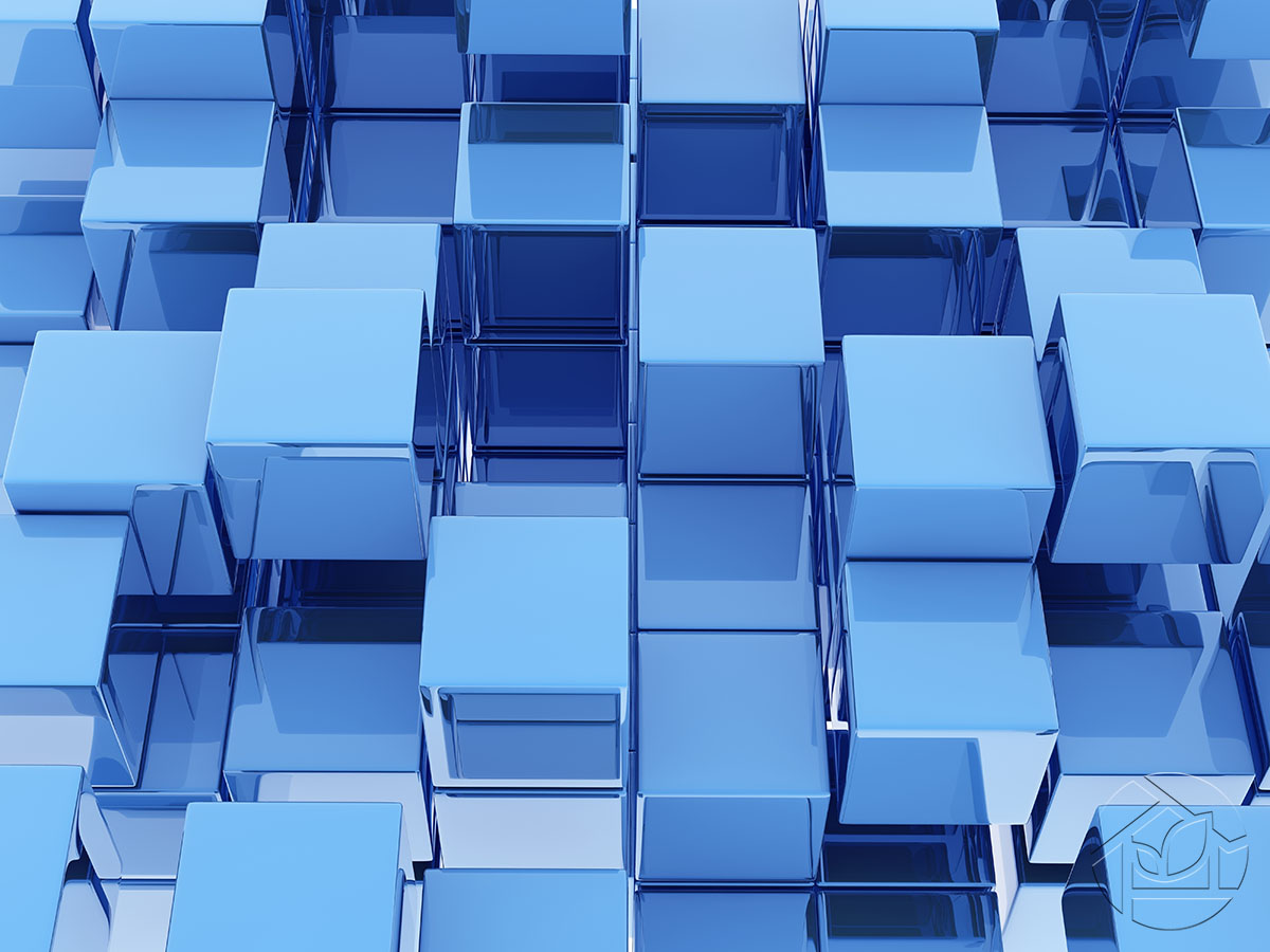 3D голубые прозрачные кубы