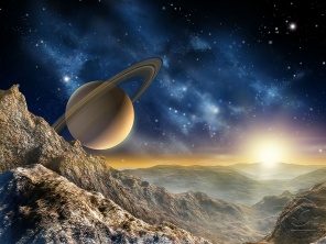 Вид с неизвестной планеты на Сатурн