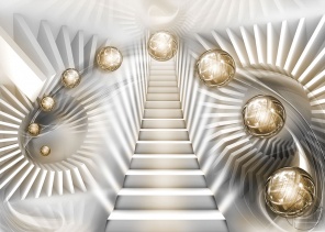 3D металические шары и лестница в абстракции