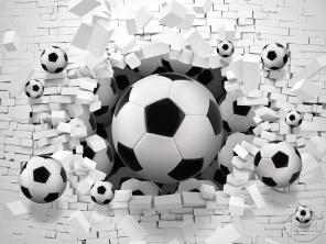 3D абстракция белой стены и футбольных мячей