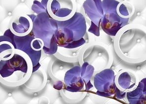 Сиреневые орхидеи и кожаный фон с кругами