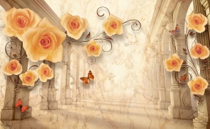 Цветы и колонны в стиле ретро