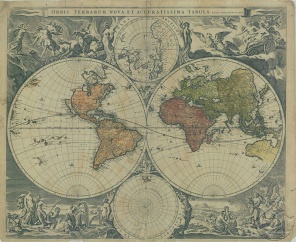 Старинная карта мира Описание Николаус Вишер