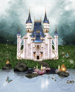 Сказочный замок на берегу озера