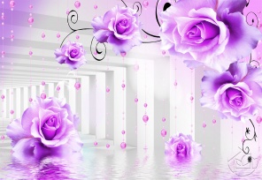 3D фиолетовые розы и белый тоннель