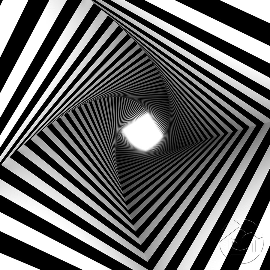 3D абстракция Свет в конце чёрно-белого тоннеля