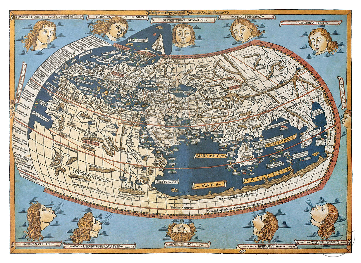 Древняя карта Мира Клавдия Птолемея