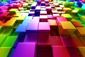 3D радужные перламутовые кубы