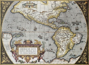 1598 г подробная географическая карта Америки