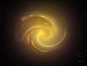 Жёлтая галактика в спирали
