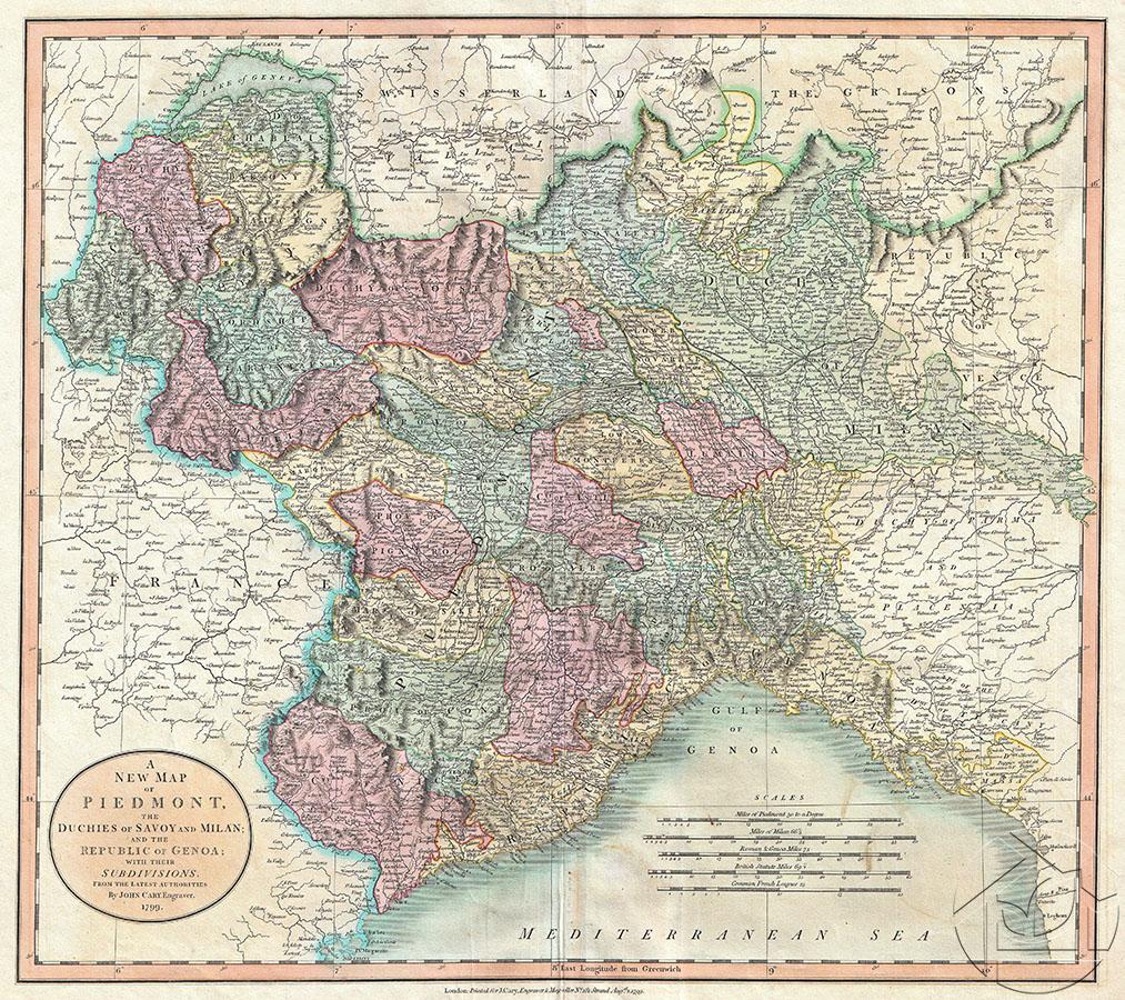 Подробная карта Италии 1799г