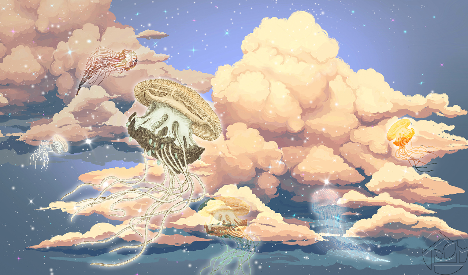 медузы на фоне облаков