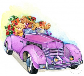 Рисунок: Плюшевые мишки с цветами и подраками