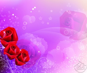 Рисунок красных роз на розовом фоне