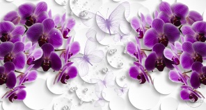 Фиолетовые орхидеи с бабочками