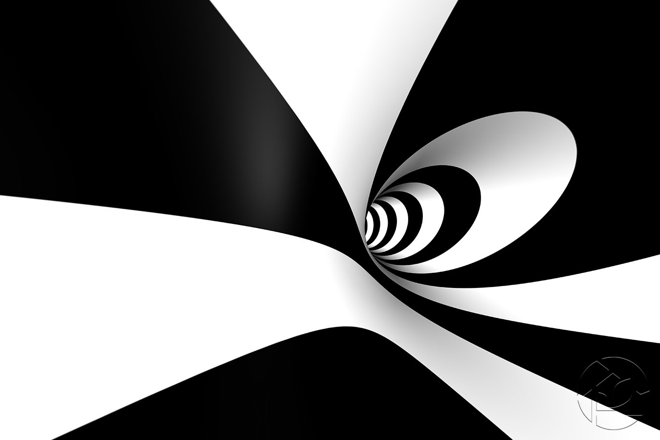 Чёрно-белая абстрактная крупная спираль
