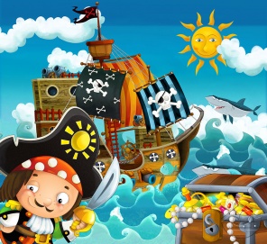 Детский фон пиратский корабль